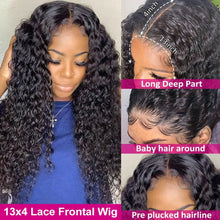 Load image into Gallery viewer, Deep Wave Frontal Wig 13x4 13x6 Hd Transparent Lace Frontal Wig Glueless 5X5 6X4 Wig 28 30 Inch Curly Lace Front Human Hair Wigs
