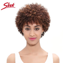 Load image into Gallery viewer, Sleek Natural Brazilian Afro Kinky Curly Human Hair Wigs F1B/33 Red 99J Short Machine Made Remy Human Hair Wigs For Black Women
