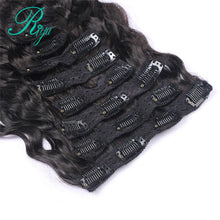 Load image into Gallery viewer, Clip in 100% Human Hair Extensions Full Head Natural Wave Clip Ins Natural Black Color 8 Pieces And 120g/Set Remy Indian Hair
