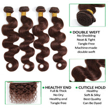 Load image into Gallery viewer, Colored Bundles With Closure Body Wave Brazilian Human Hair Weave Bundles With HD Lace Closure Ombre Brown Extensions For Women
