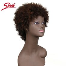 Load image into Gallery viewer, Sleek Natural Brazilian Afro Kinky Curly Human Hair Wigs F1B/33 Red 99J Short Machine Made Remy Human Hair Wigs For Black Women
