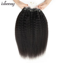 Load image into Gallery viewer, Isheeny Kinky Straight Micro Loop Ring Human Hair Extensions 12&quot;-26&quot; Brazilian Coarse Micro Link Hair Extensions 100% Human Hair
