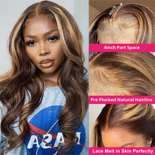 Load image into Gallery viewer, Body Wave Lace Front Wig Highlight Honey Blonde Colored Hd Lace Front Wig Brazilian 13x4 Lace Frontal Wigs For Women Human Hair
