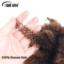 Load image into Gallery viewer, Ombre Brown Afro Kinky Curly Bulk Human Hair For Braiding #30-#1-#30 Crochet Braiding Hair Extensions Locks For Braids No Weft
