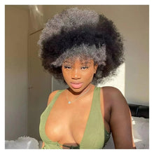 Load image into Gallery viewer, Afro Kinky Curly Short Human Hair Wigs With Thick Bangs Fluffy Natural Bob Wig Glueless Brazilian Full Machine Made Wigs On Sale
