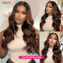 Load image into Gallery viewer, FB 30 Brown Highlight Body Wave Bundles With Closure 3 Bundles With 4x4 Lace Closure Brazilian Remy Colored Hair Extensions
