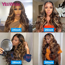 Load image into Gallery viewer, Highlight Body Wave Lace Front Wig Brazilian Honey Blonde Colored Human Hair Wigs For Women 30 Inch Full Hd Glueless Lace Wigs
