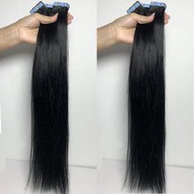 Load image into Gallery viewer, Straight Tape In Human Hair Extensions Natural Hair Extensions 1B 100% Remy Skin Weft  Adhesive Glue On For Salon High Quality
