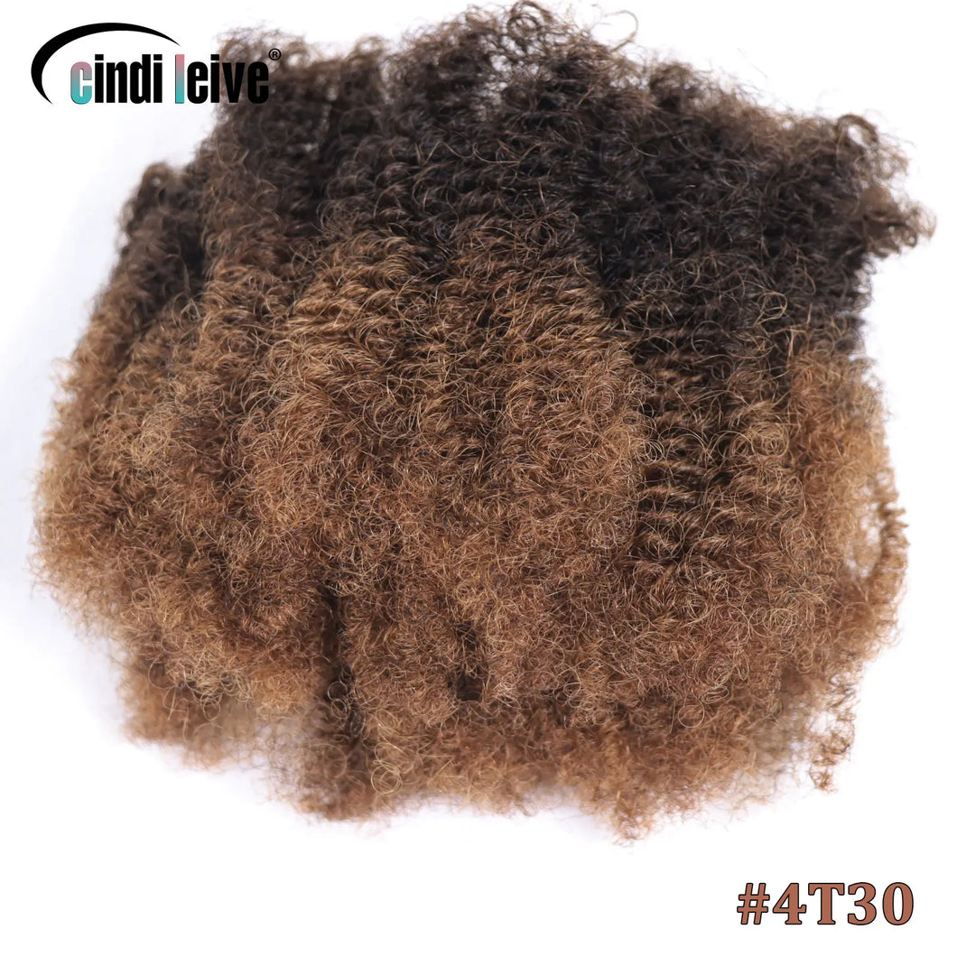 Ombre Brown Afro Kinky Curly Bulk Human Hair For Braiding #30-#1-#30 Crochet Braiding Hair Extensions Locks For Braids No Weft