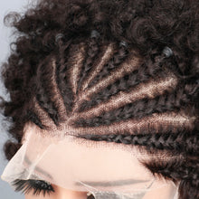 Load image into Gallery viewer, Braided Wigs for Black Women Human Hair Afro Puff Lace Frontal Hair Wigs Afro KinkyCurly Human Hair 13x4 Lace Front Pre Braided
