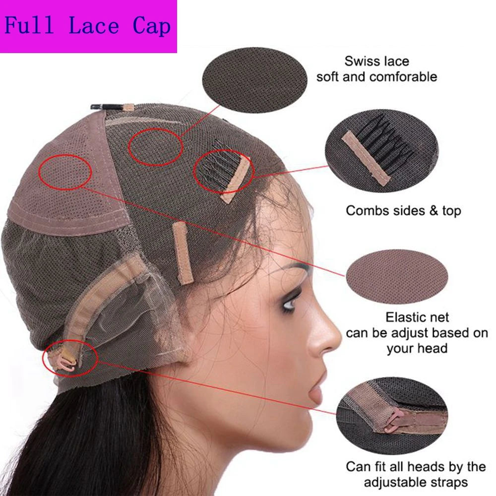 Glueless 180Density Full Lace Human Hair Highlight Water Wave Wigs for Black Women Pre Plucked 360 Lace Frontal Fringe Wigs