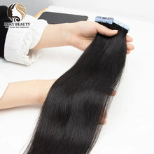 Load image into Gallery viewer, Straight Tape Hair Extensions Human Hair Natural Black Brazilian Remy Hair Extensions Invisible Tape Ins Real Hair 20pcs/Pack
