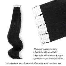 Load image into Gallery viewer, Tape in Hair Extensions Human Hair Brazilian Hair 100% Human Hair Extensions 20 Pcs Straight for Women
