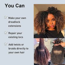 Load image into Gallery viewer, Ombre Brown Afro Kinky Curly Bulk Human Hair For Braiding #30-#1-#30 Crochet Braiding Hair Extensions Locks For Braids No Weft
