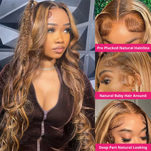 Load image into Gallery viewer, Body Wave Lace Front Wig Highlight Honey Blonde Colored Hd Lace Front Wig Brazilian 13x4 Lace Frontal Wigs For Women Human Hair
