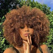 Load image into Gallery viewer, QVR Short Afro Kinky Curly Wigs With Bangs For Women Fluffy Short Afro Curly Wigs Human Hair Wig 180% Density Full Machine Hair
