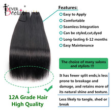 Load image into Gallery viewer, Straight Tape In Hair Extensions Human Hair Skin Weft Extension Invisible Tape Ins Brazilian Bulk Virgin Hair For Black Women
