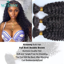 Load image into Gallery viewer, Bulk Human Hair No Weft For Braiding Curly Deep Wave Extensions Bulk Human Hair Bundles Wholesale For Boho Knotless Braids
