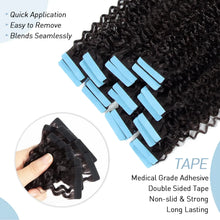 Load image into Gallery viewer, Kinky Curly Tape in Hair Extensions Human Hair Kinky Curly Tape in 100% Real Hair Extensions for Black Women 40PCS Natural Black
