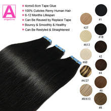 Load image into Gallery viewer, Straight Tape In Human Hair Extensions Natural Hair Extensions 1B 100% Remy Skin Weft  Adhesive Glue On For Salon High Quality
