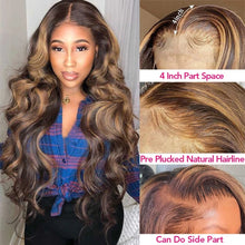 Load image into Gallery viewer, 5x5 HD Closure Highlight Wig 360 Full Lace Frontal Wig Glueless Wig Honey Blonde Human Hair Wigs Ombre Body Wave Lace Front Wig
