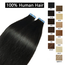 Load image into Gallery viewer, Tape In Straight Human Hair Extensions Brazilian Hair Adhesive Extensions Skin Weft Black Brown 100% Real Human Hair for Women
