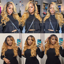 Load image into Gallery viewer, Honey Blonde Lace Front Wig PrePlucked 1B 27 Human Hair Wigs Ombre Body Wave Lace Front Human Hair Wig 180% Raw Bodywave 30 Inch
