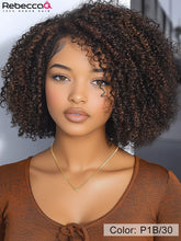 Load image into Gallery viewer, Highlight Short Kinky Curly Bob Wigs For Women Brazilian Remy Human Hair Wigs Easy Wear Human Hair Wig With Bangs 200% Density
