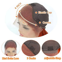 Load image into Gallery viewer, Orange Ginger Bob Wig 13x4 Lace Front Wig Human Hair Pre Plucked Natural Hairline #350 Body Wave Indian Hair For Women 180%
