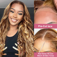 Load image into Gallery viewer, Wear And Go Highlight Ombre 7x5 Closure Pre Cut Glueless Wig Human Hair Ready To Wear 4/27 Body Wave  13x4 Front Preplcuked
