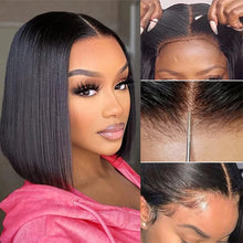 Load image into Gallery viewer, Wear And Go Glueless Straight Bob Wig Brazilian Lace Front Human Hair Wigs Bone Straight Transparent Lace Closure Wig Ready to
