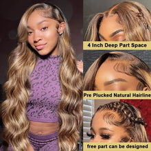 Load image into Gallery viewer, Highlight Wig 13x6 Hd Lace Frontal Wig Honey Blonde Body Wave Lace Front Human Hair Wigs For Women 30 inch 360 HD Full Lace Wig
