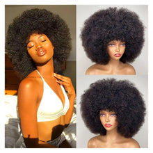 Load image into Gallery viewer, Afro Kinky Curly Short Human Hair Wigs With Thick Bangs Fluffy Natural Bob Wig Glueless Brazilian Full Machine Made Wigs On Sale
