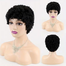 Load image into Gallery viewer, Fluffy Short Kinky Curly Afro Wig with Bangs Human Hair Pixie Cut  Natural Looking Wig for Women Easy Styling &amp; High Quality
