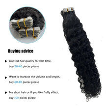 Load image into Gallery viewer, Black Water Wave Tape in Human Hair Extension Brazilian Hair Skin Weft Tape in Curly Human Hair 20pcs Tape in Hair Extensions
