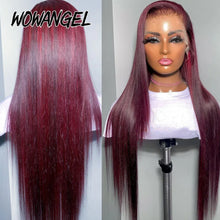 Load image into Gallery viewer, WOWANGEL 99J Burgundy 13x6 HD Lace Frontal Human Hair Wig 30inch Straight Wigs Melt Skins 250% Red Colored Wigs For Woman
