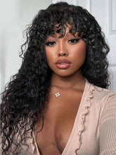 Load image into Gallery viewer, Long Water Wave Wigs For Black Women Malaysian Curly Human Hair Wigs With Bangs Full Machine Made Wigs Cheap Remy Human Hair Wig
