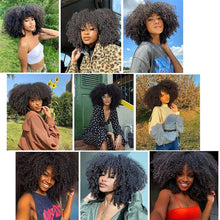 Load image into Gallery viewer, Afro Kinky Curly Human Hair Bundles Brazlian Tissage Humain Hair Natural Fluffy American African Weaving Cheveux Humain On Bulk
