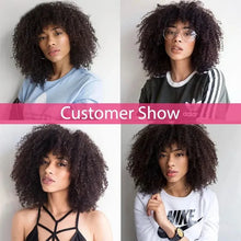 Load image into Gallery viewer, Sleek P4/27 Afro Kinky Curly Human Hair Bob Wigs Brazilian Highlight T1b/30 Remy Hair With Bang 250% Density Black Human Hair
