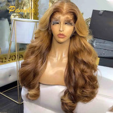 Load image into Gallery viewer, Highlight 13x6 HD Transparent Lace Frontal Human Hair Glueless Wig Pre plucked Ready To Wear Ombre 27 30 Colored Human Hair Wigs

