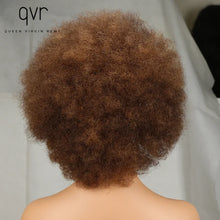 Load image into Gallery viewer, QVR Short Afro Kinky Curly Wigs With Bangs For Women Fluffy Short Afro Curly Wigs Human Hair Wig 180% Density Full Machine Hair
