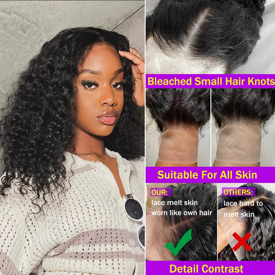 Melodie 13x6 Curly Lace Frontal Short Bob Wig Deep Wave 13x4 Lace Front Human Hair Wigs Glueless 5x5 Closure Brazilian For Women