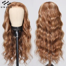 Load image into Gallery viewer, UNice Hair Pre Bleached Knots 7x5 Lace Wig TL412 Brown Blonde Highlight Body Wave Wig Human Hair Lace Front Wig Glueless Wear Go
