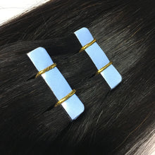 Load image into Gallery viewer, Straight Tape In Human Hair Extensions Natural Hair Extensions 1B 100% Remy Skin Weft  Adhesive Glue On For Salon High Quality
