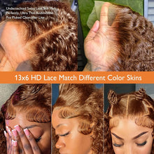 Load image into Gallery viewer, Curly wigs Transparent Lace Front Wig Chocolate Brown 13x4 13x6 Brazilian Deep Wave Frontal Human Hair Wig for Women Pre Plucked
