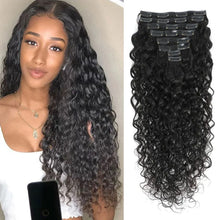 Load image into Gallery viewer, 8-24 Water Wave Curly Clip ins Human Hair Extension 8Pcs 120G 160G/Set  Human Brazilian Virgin Hair Clip Ins Extension For Women
