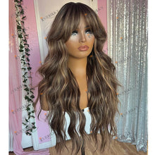 Load image into Gallery viewer, Glueless 180Density Full Lace Human Hair Highlight Water Wave Wigs for Black Women Pre Plucked 360 Lace Frontal Fringe Wigs
