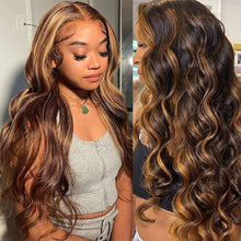 Load image into Gallery viewer, Highlight 13x6 Lace Front Wig Body Wave 13x4 Hd Lace Frontal Wig Colored Human Hair Wigs For Women Loose Deep Wave Glueless Wig
