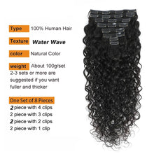Load image into Gallery viewer, 8-24 Water Wave Curly Clip ins Human Hair Extension 8Pcs 120G 160G/Set  Human Brazilian Virgin Hair Clip Ins Extension For Women
