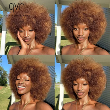 Load image into Gallery viewer, QVR Short Afro Kinky Curly Wigs With Bangs For Women Fluffy Short Afro Curly Wigs Human Hair Wig 180% Density Full Machine Hair
